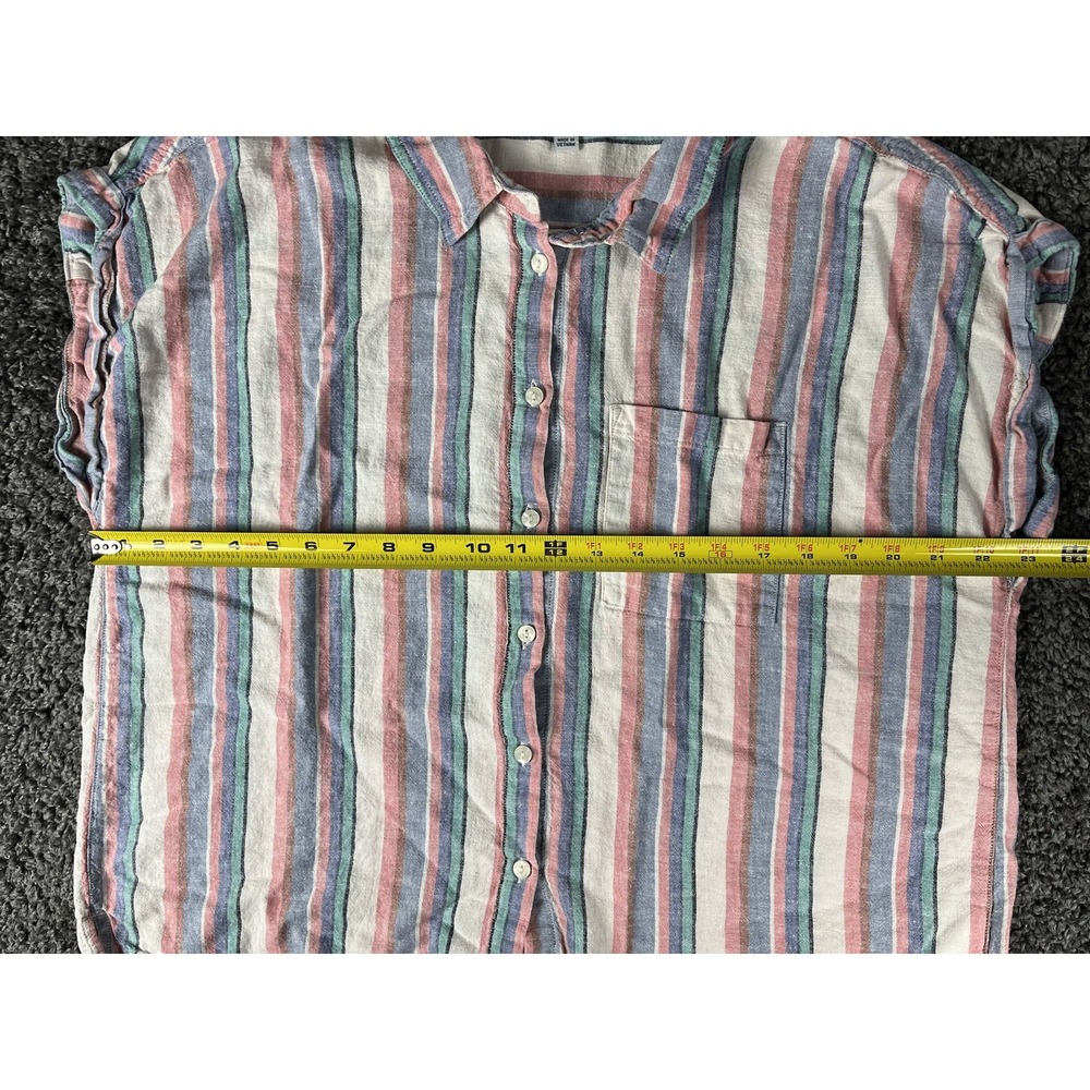 Women's Orvis Ladies Short Sleeve Button Up Linen Blend Shirt Top Stripe XL - Picture 9 of 10